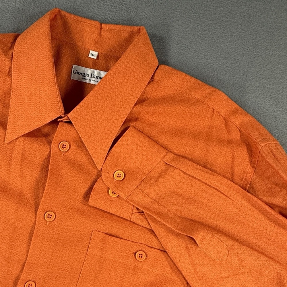 Giorgio Danieli Men's XL Long Sleeve Orange Button Up Shirt Made In Italy